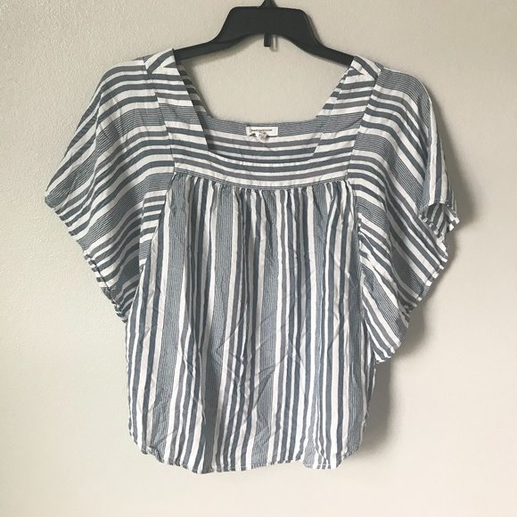 beachlunchlounge Tops - BEACHLUNCHLOUNGE Blue and White Striped Boho Top